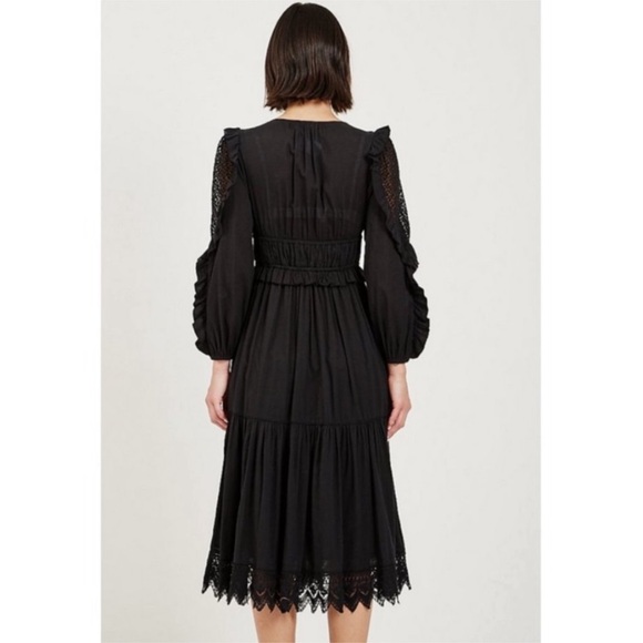 Ulla Johnson Sheila Midi Dress Noir Black Sz 6 - Picture 2 of 4